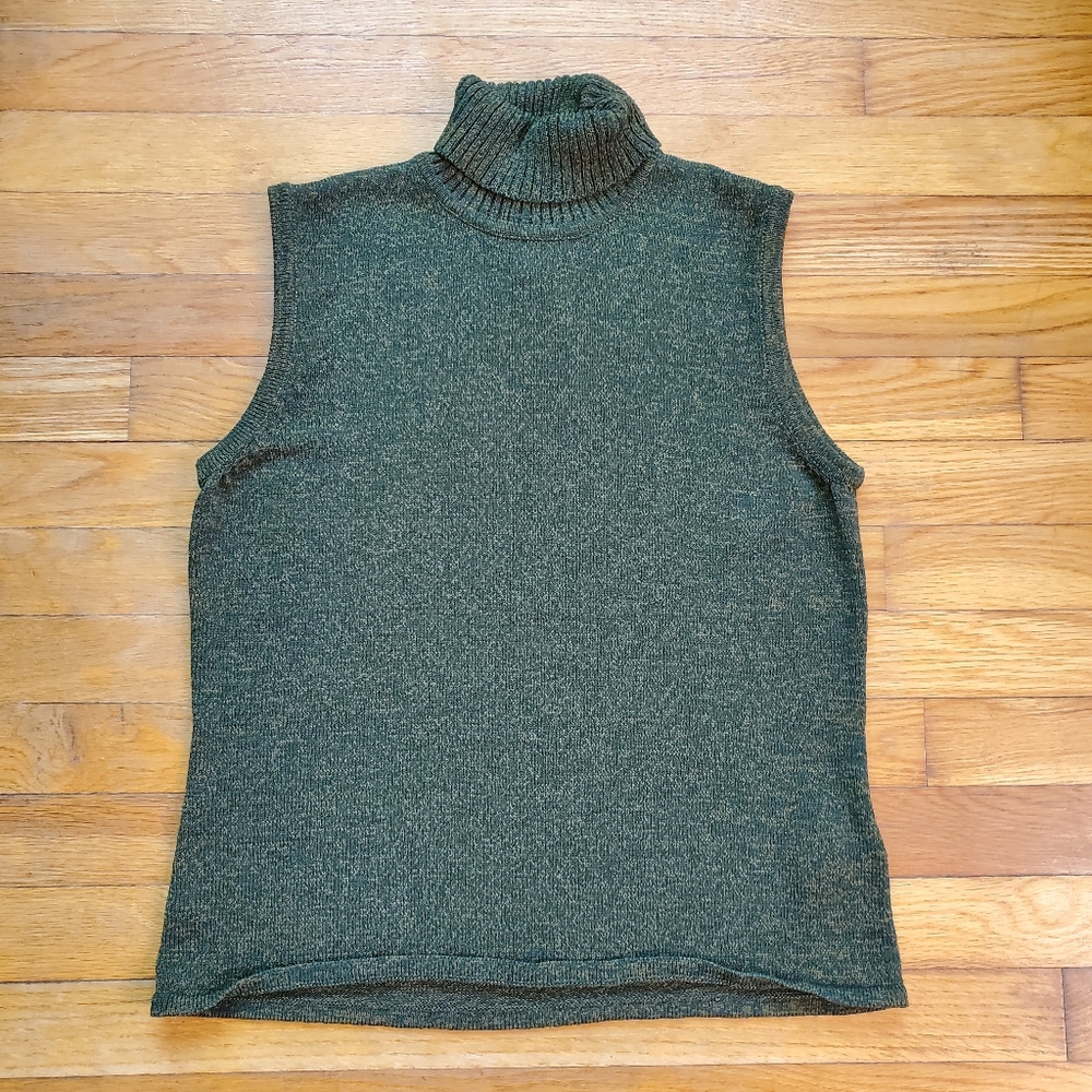 Jones New York Sleeveless Dark Green Turtleneck